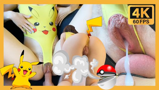 18 year old step**** rides me on sex chair in Pikachu costume and gets a load of cum. Pokemon cosplay.